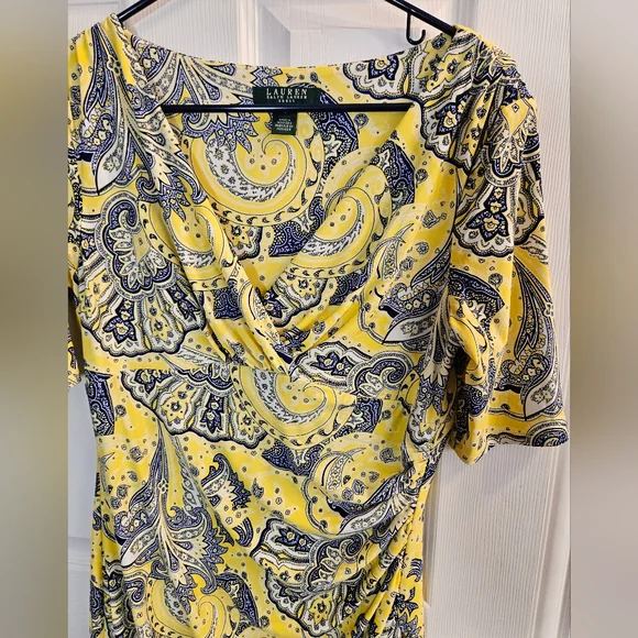 Ralph Lauren Short Sleavr Midi Faux Wrap Dress - Picture 4 of 12